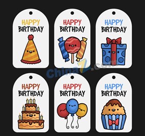 手绘可爱生日吊牌矢量素材